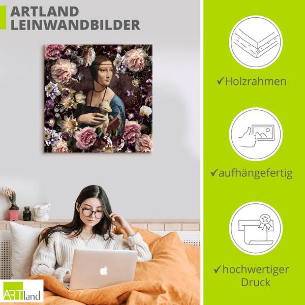 Leinwandbild Lady mit Hermelin Adaption 40 x 40 cm