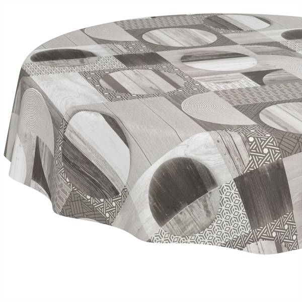Wachstuchtischdecke Holz Patchwork Grau - 140 x 140 cm