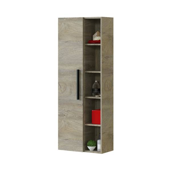 Säulenschrank Achisa Braun - Holzwerkstoff - 51 x 135 x 25 cm