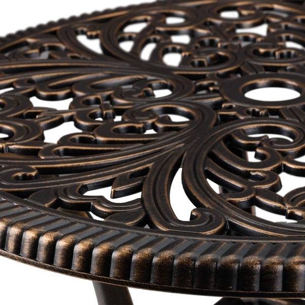 Table de jardin au design rustique Noir - Doré - Aluminium - 53 x 53 x 53 cm