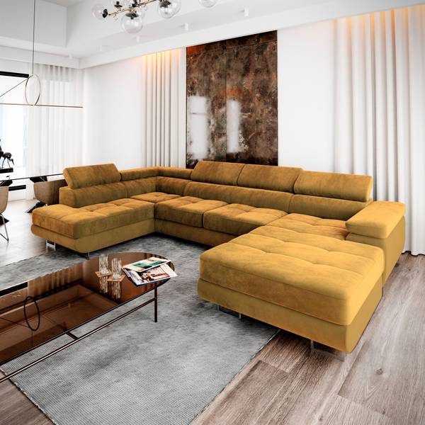 Ecksofa CASONE L-S Senfgelb - Ecke davorstehend links