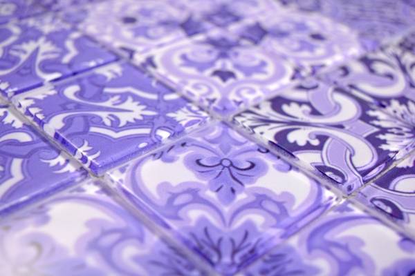 Mosaikfliesen 68-Retro-I Violett - Glas - 30 x 30 x 30 cm
