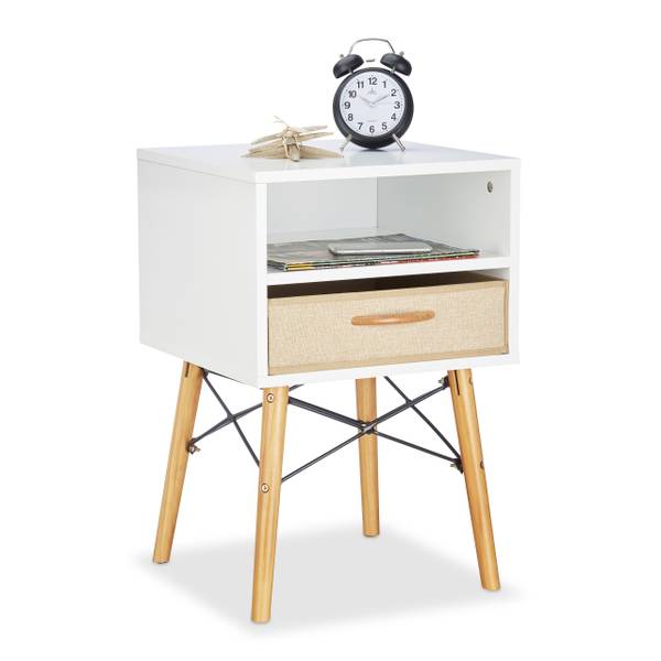 Simpli Home Amherst Nachttisch Aus Massivholz, Weiß – Mit 2 Schubladen & Offenem Regal, 61 Cm Breit