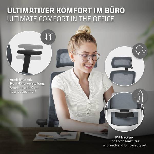 Bürostuhl TORONTO Schwarz - Grau