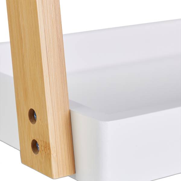 Kosmetikspiegel Bambus und MDF Braun - Silber - Weiß - Bambus - Holzwerkstoff - Glas - 43 x 57 x 22 cm