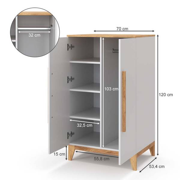 Armoire pour enfants Malia 39966 Chêne - Blanc