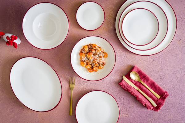 Assiette de service Linea Burgundy 2 él. Porcelaine - 15 x 1 x 15 cm