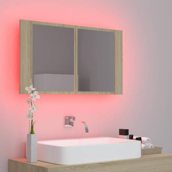 LED-Spiegelschrank 3008765_de Braun - Holzwerkstoff - 12 x 45 x 80 cm