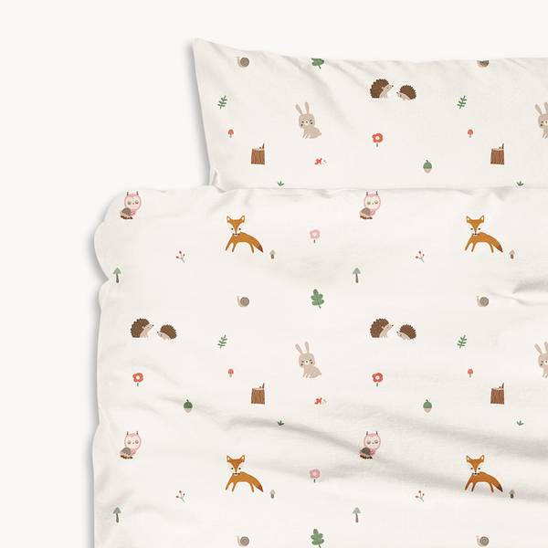 Bettwäsche Set WOODLAND 2 tlg Weiß - Textil - 120 x 1 x 150 cm