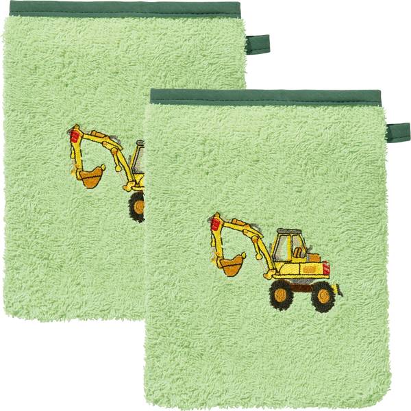 Kinder-Waschhandschuh 2er-Pack 51296 Grün - Textil - 15 x 1 x 21 cm