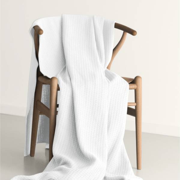 Wohn- & Kuscheldecke Knit Oversize Weiß - Naturfaser - 150 x 1 x 210 cm