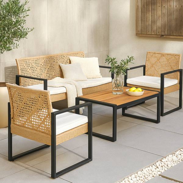 Salon de jardin 4 pièces Calciano Acier - 84 x 39 x 45 cm