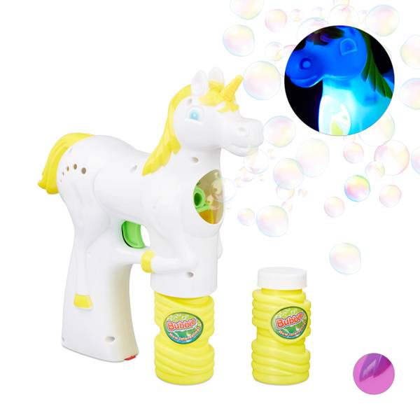 Pistolet à bulles Licorne Vert - Blanc - Jaune - PVC - 6 x 21 x 18 cm