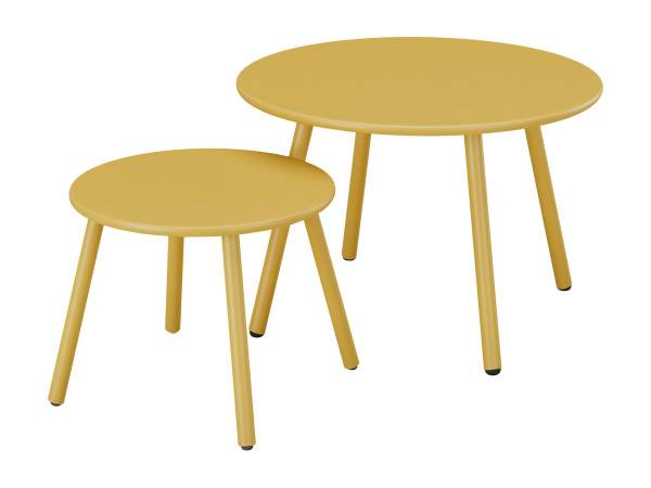 Gartenbeistelltisch MIRMANDE 2er-Set Gelb - Metall - 60 x 34 x 60 cm