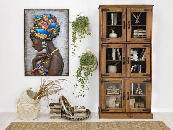 Vitrine Rustyk 3 Braun - Kiefer - Stahl - 90 x 190 x 40 cm