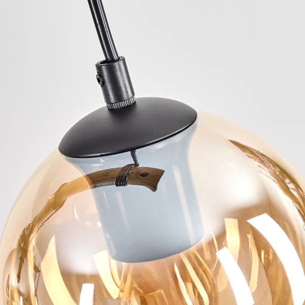 Pendelleuchte Cesaro Grau - Orange - Silber - Eukalyptus - Aluminium - Klarglas - 14 x 150 x 80 cm