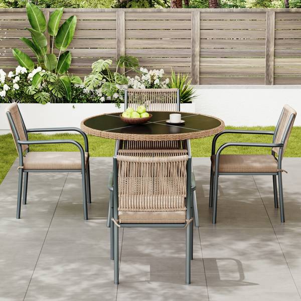 Gartenmöbel-Set Anemoi Ⅰ Beige - Schwarz - Metall - Textil