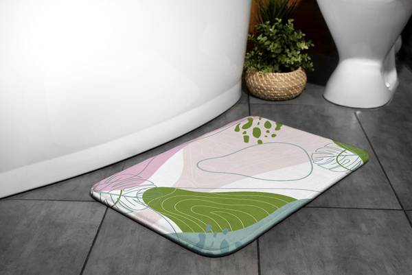 Badteppich Geometrische Abstraktion Grün - Polyester - 75 x 45 x 75 cm