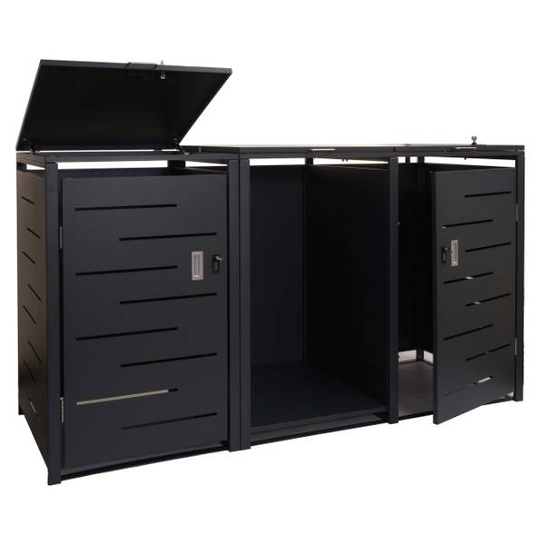 Mülltonnenverkleidung E83-B (2er) Grau - Stahl - 198 x 117 x 82 cm