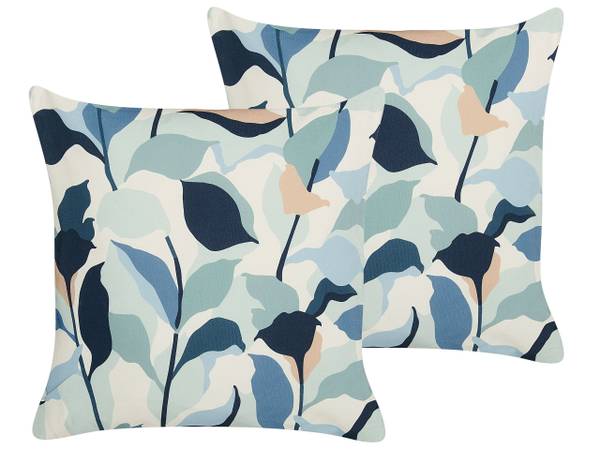 Dekokissen VEGLINO 2-tlg Blau - Weiß - Textil - 45 x 10 x 45 cm