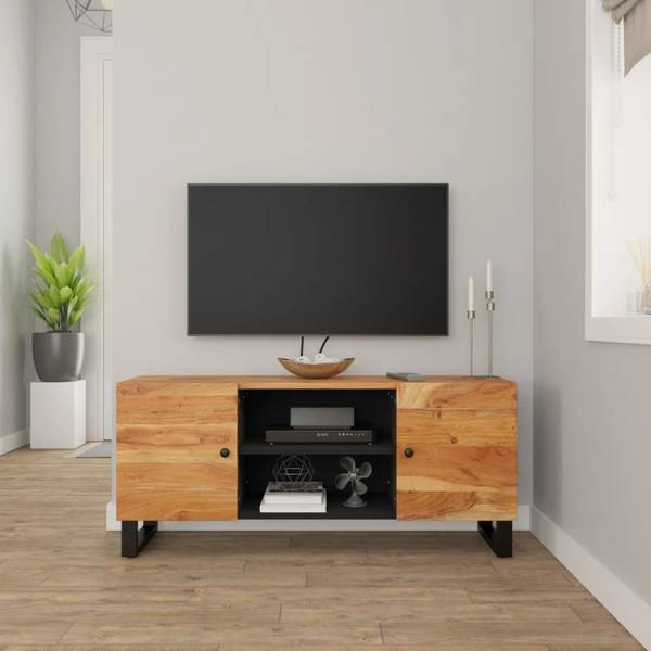 TV-Schrank D290 Schwarz - Massivholz - 33 x 46 x 105 cm