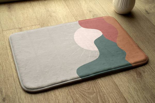 Badteppich Sonnenaufgang Beige - Polyester - 75 x 45 x 75 cm