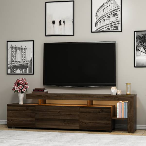 TV-Möbel Beliz mit LED-Licht Walnuss