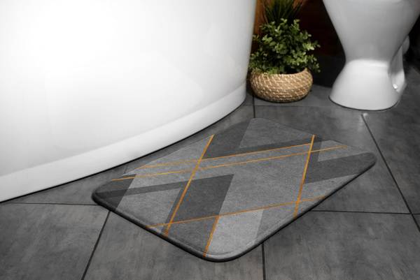 Badteppich Geometrische Muster Grau - Textil - 90 x 60 x 90 cm