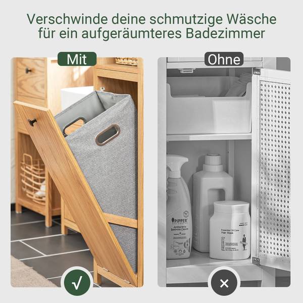 Hochschrank mit Wäschesack BZR95-N Braun - Holzwerkstoff - 40 x 172 x 35 cm