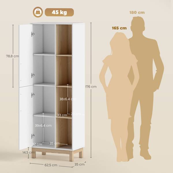 Bücherschrank 836-656V90WT Holzwerkstoff - 35 x 176 x 63 cm