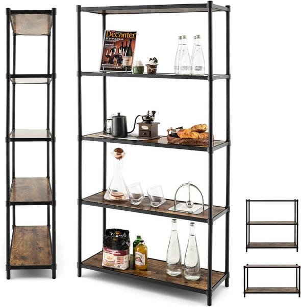 Bibliothèque Étagère JV10678DK Noir - Bois manufacturé - 80 x 154 x 29 cm