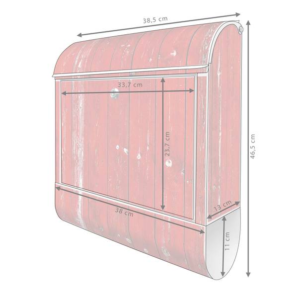 Briefkasten Stahl Rote Holzlatten Weiß - Stahl - 38 x 46 x 13 cm