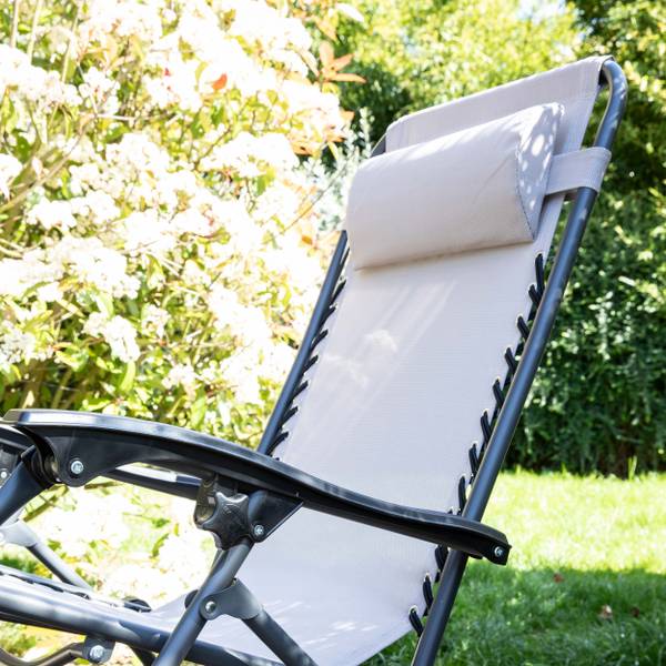 Klappbarer Gartensessel Monaco Grau - Stahl - 65 x 110 x 160 cm