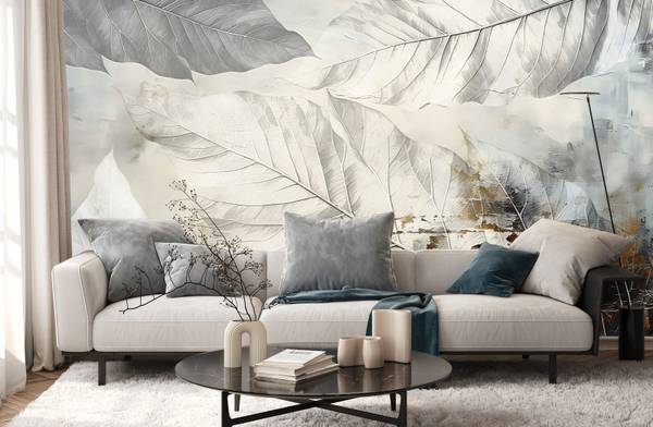 Vlies-Fotobehang ABSTRACT Natuur Muur lichtgrijs - 400 x 280 x 280 cm