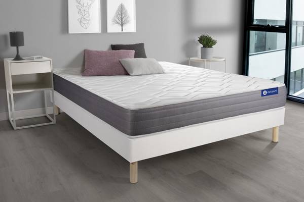 Bettgestell und Matratze Actimemo dream Weiß - Massivholz - 150 x 51 x 195 cm