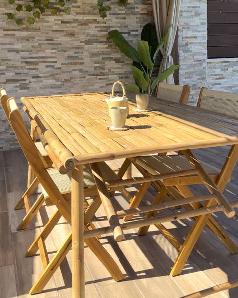 Set van 2 tuinstoelen PROSSEDI beige - bruin - bamboe - 42 x 84 x 50 cm