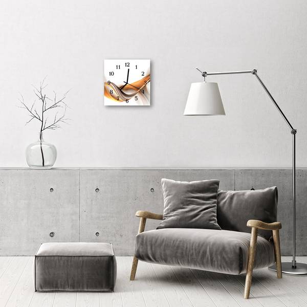 Wanduhr Abstrakt orange Orange - Glas - 30 x 30 x 1 cm