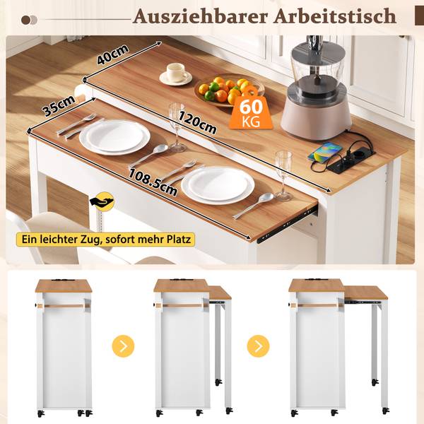 Kücheninsel Hestia Ⅰ Holz - Weiß
