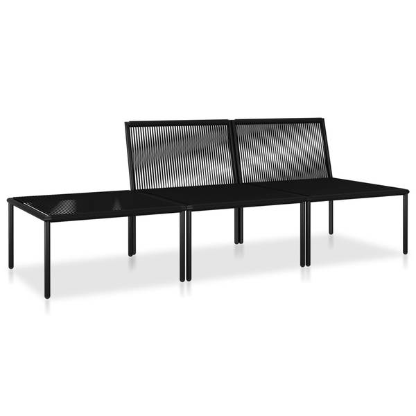 Salon de jardin 48593 (lot de 3) Schwarz - Grau - Polyester - Stahl - PVC - 60 x 65 x 180 cm