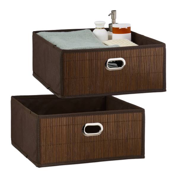 2 x opbergmand bamboe laag bruin bruin - donkerbruin