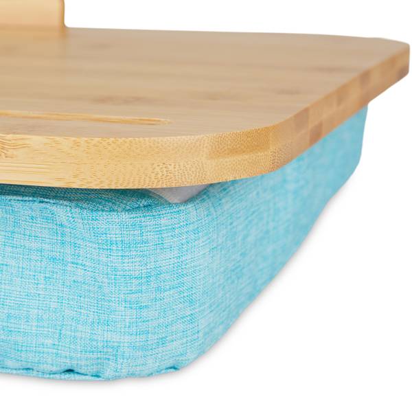 Support pour ordinateur portable en bleu Bleu - Marron - Polyester - 51 x 8 x 36 cm