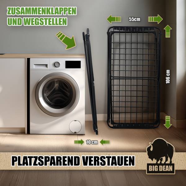 Wäscheständer 1000425 Schwarz - Kunststoff - 56 x 110 x 179 cm