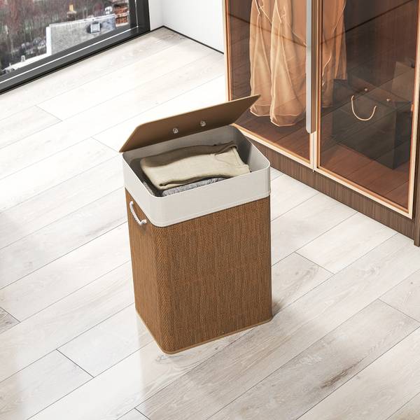Wäschekorb 850-344V00BN Braun - Bambus - 30 x 60 x 40 cm