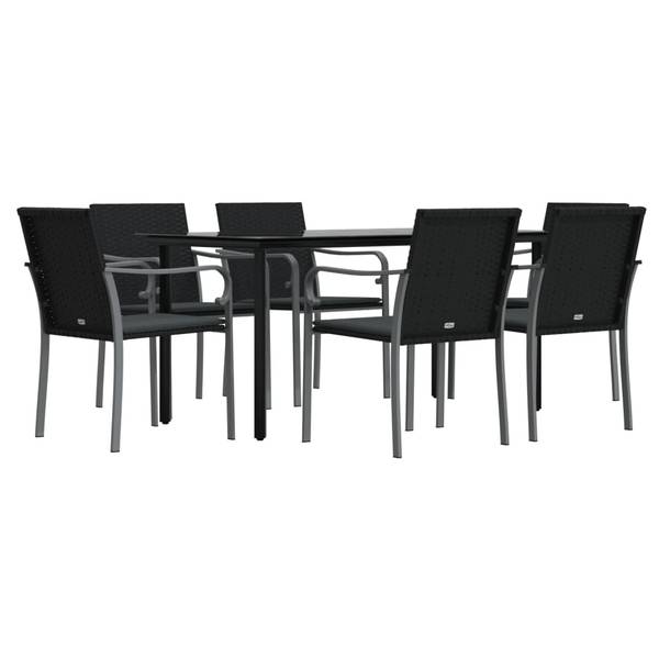 Tuinset 3029534-3 set van 7 zwart - grijs - 80 x 160 cm
