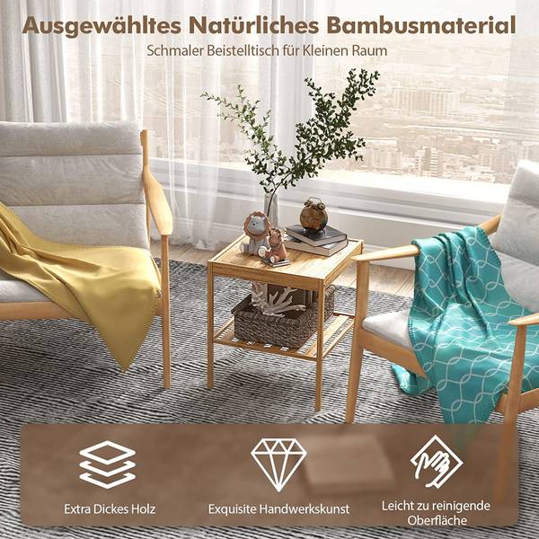 2er Set Nachttisch aus Bambus Braun - Bambus - 40 x 45 x 40 cm