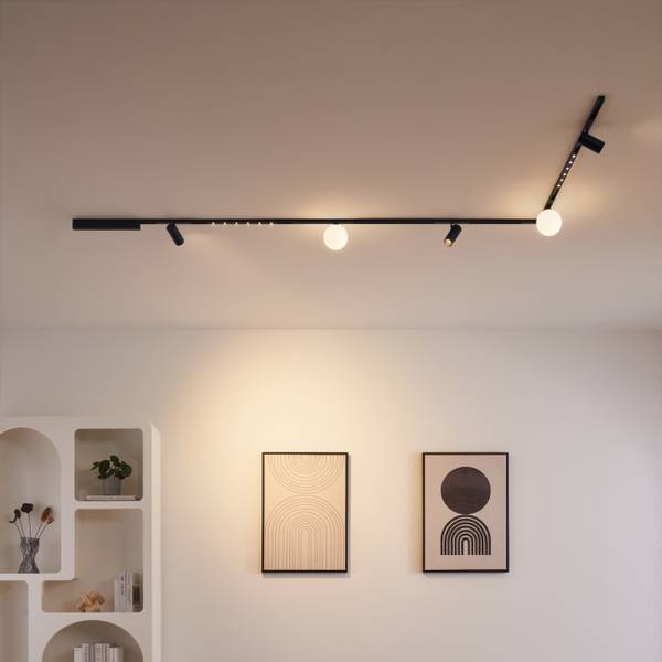 LED-Schienensystem Lyne Schwarz - Metall - 100 x 12 x 200 cm