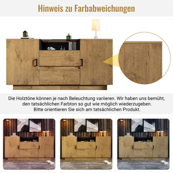 Sideboard Renewabl Braun - Holzwerkstoff - 140 x 70 x 40 cm