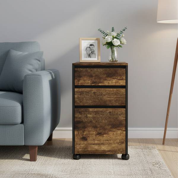 Ladeblok bureau 70 cm hoog zwart - bruin - ijzer - 40 x 70 x 40 cm