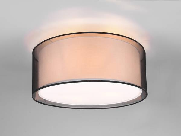 Deckenleuchte groß Stoff Lampenschirm Schwarz - Weiß - Metall - Textil - 50 x 25 x 50 cm