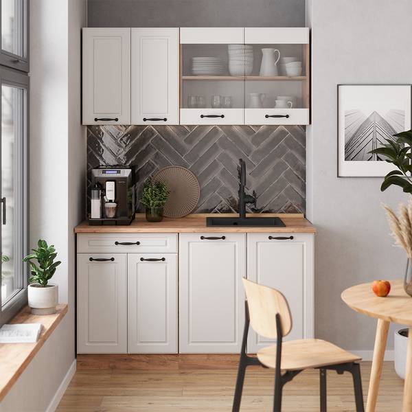 Keukenfront R-Line 37530 bruin - wit - plaatmateriaal op houtbasis - 30 x 72 x 2 cm